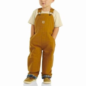 Carhartt Flannel Lined Canvas Bibs Overalls Diaper Snaps Baby Size 9 Months